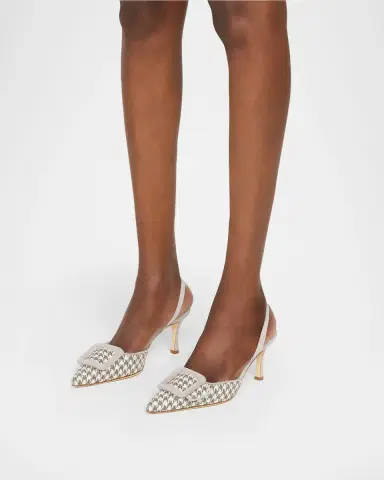 Manolo Blahnik 0mm Mayslibi Gala Houndstooth Suede Slingback Pumps | Thumbnail 2 Manolo Blahnik 0mm Mayslibi Gala Houndstooth Suede Slingback Pumps | Thumbnail 2