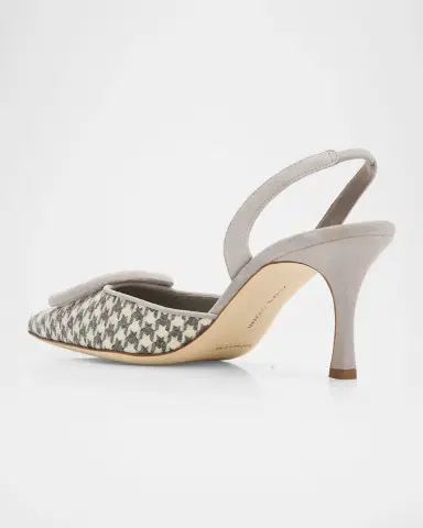 Manolo Blahnik 0mm Mayslibi Gala Houndstooth Suede Slingback Pumps | Thumbnail 4 Manolo Blahnik 0mm Mayslibi Gala Houndstooth Suede Slingback Pumps | Thumbnail 4