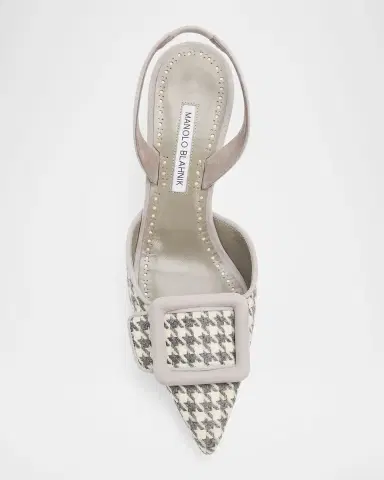 Manolo Blahnik 0mm Mayslibi Gala Houndstooth Suede Slingback Pumps | Thumbnail 6 Manolo Blahnik 0mm Mayslibi Gala Houndstooth Suede Slingback Pumps | Thumbnail 6