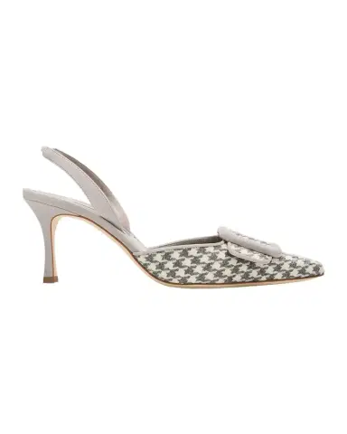 Manolo Blahnik 0mm Mayslibi Gala Houndstooth Suede Slingback Pumps | Thumbnail 1 Manolo Blahnik 0mm Mayslibi Gala Houndstooth Suede Slingback Pumps | Thumbnail 1