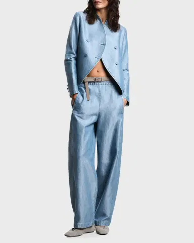 Emporio Armani Wide-Leg Denim Palazzo Trousers | Thumbnail 2 Emporio Armani Wide-Leg Denim Palazzo Trousers | Thumbnail 2