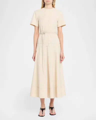 Proenza Schouler Elizabeth Seamed Belted Midi Dress | Thumbnail 2 Proenza Schouler Elizabeth Seamed Belted Midi Dress | Thumbnail 2