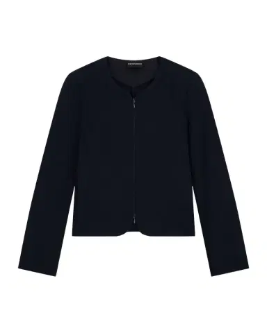 Emporio Armani Zip-Front Embossed Jersey Jacket | Thumbnail 1 Emporio Armani Zip-Front Embossed Jersey Jacket | Thumbnail 1