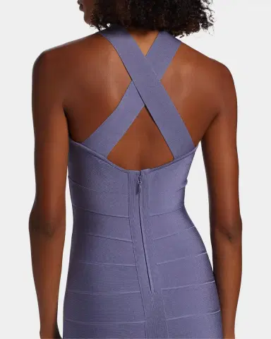 Herve Leger Icon Halter Cross Back Gown | Thumbnail 5 Herve Leger Icon Halter Cross Back Gown | Thumbnail 5