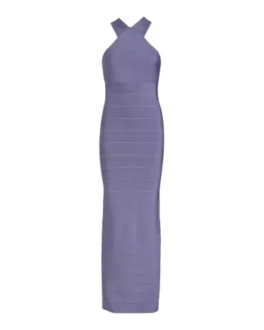 Herve Leger Icon Halter Cross Back Gown | Thumbnail 1 Herve Leger Icon Halter Cross Back Gown | Thumbnail 1