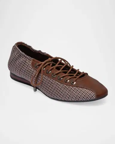 Bernardo Billie Check Leather Sneakerina Flats | Thumbnail 2 Bernardo Billie Check Leather Sneakerina Flats | Thumbnail 2