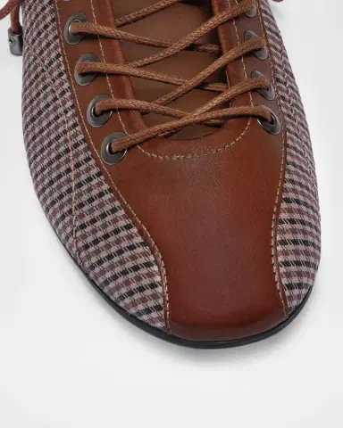 Bernardo Billie Check Leather Sneakerina Flats | Thumbnail 3 Bernardo Billie Check Leather Sneakerina Flats | Thumbnail 3