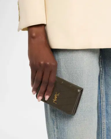 Saint Laurent Niki YSL Topstitched Leather Trifold Wallet | Thumbnail 2 Saint Laurent Niki YSL Topstitched Leather Trifold Wallet | Thumbnail 2