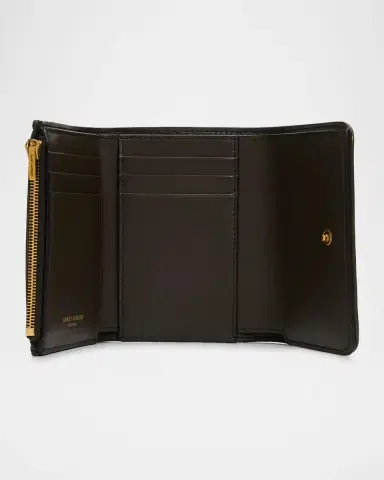 Saint Laurent Niki YSL Topstitched Leather Trifold Wallet | Thumbnail 3 Saint Laurent Niki YSL Topstitched Leather Trifold Wallet | Thumbnail 3