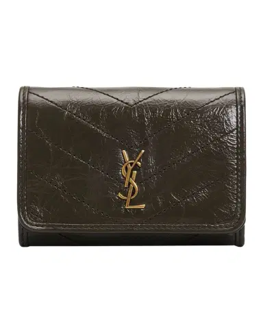 Saint Laurent Niki YSL Topstitched Leather Trifold Wallet | Thumbnail 1 Saint Laurent Niki YSL Topstitched Leather Trifold Wallet | Thumbnail 1