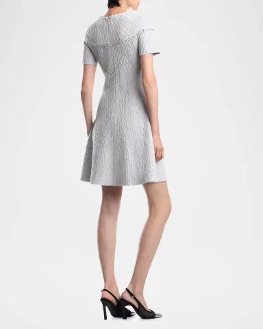 Emporio Armani Scalloped Ottoman-Knit Mini Dress | Thumbnail 3 Emporio Armani Scalloped Ottoman-Knit Mini Dress | Thumbnail 3