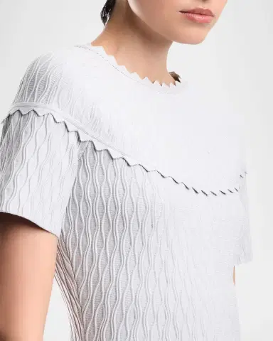 Emporio Armani Scalloped Ottoman-Knit Mini Dress | Thumbnail 4 Emporio Armani Scalloped Ottoman-Knit Mini Dress | Thumbnail 4