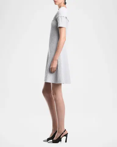 Emporio Armani Scalloped Ottoman-Knit Mini Dress | Thumbnail 5 Emporio Armani Scalloped Ottoman-Knit Mini Dress | Thumbnail 5