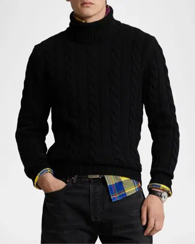Polo Ralph Lauren Men's Cable Knit Turtleneck Sweater | Thumbnail 4 Polo Ralph Lauren Men's Cable Knit Turtleneck Sweater | Thumbnail 4