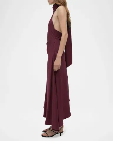 SIMKHAI Monica High-Low Satin Halter Midi Dress | Thumbnail 5 SIMKHAI Monica High-Low Satin Halter Midi Dress | Thumbnail 5
