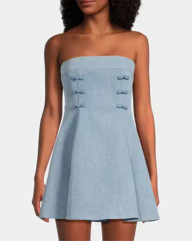 Sau Lee Tai Denim Strapless Minidress | Thumbnail 4 Sau Lee Tai Denim Strapless Minidress | Thumbnail 4