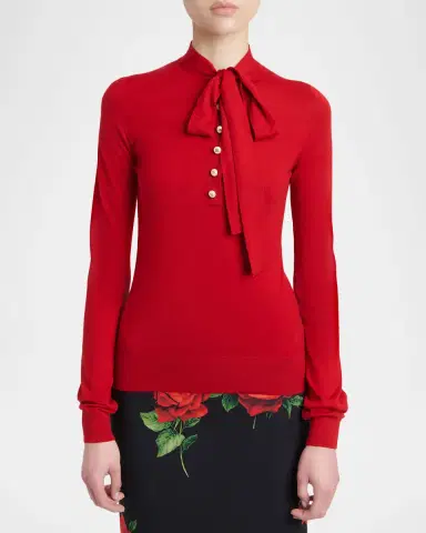 Dolce & Gabbana Bow Long-Sleeve Buttoned Knit Top | Thumbnail 4 Dolce & Gabbana Bow Long-Sleeve Buttoned Knit Top | Thumbnail 4