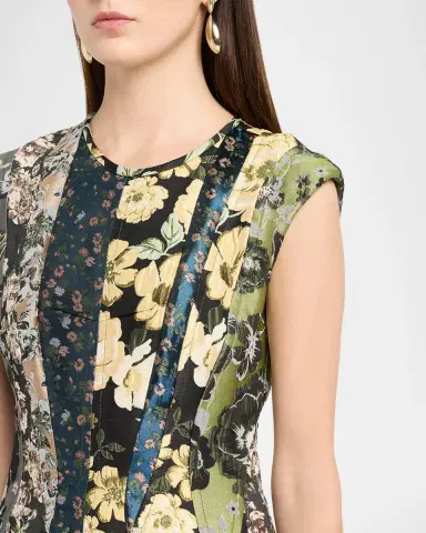 Jason Wu Collection Mixed Floral Silk Jacquard Patchwork Midi Dress | Thumbnail 8 Jason Wu Collection Mixed Floral Silk Jacquard Patchwork Midi Dress | Thumbnail 8