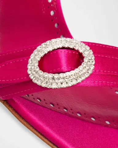 Manolo Blahnik 90mm Zutosan Satin Embellished Buckle Slingback Sandals | Thumbnail 3 Manolo Blahnik 90mm Zutosan Satin Embellished Buckle Slingback Sandals | Thumbnail 3