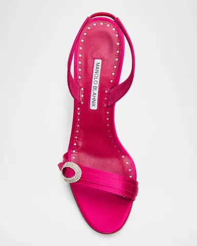 Manolo Blahnik 90mm Zutosan Satin Embellished Buckle Slingback Sandals | Thumbnail 4 Manolo Blahnik 90mm Zutosan Satin Embellished Buckle Slingback Sandals | Thumbnail 4