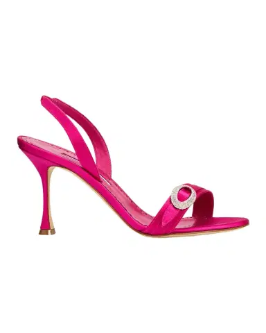 Manolo Blahnik 90mm Zutosan Satin Embellished Buckle Slingback Sandals | Thumbnail 1 Manolo Blahnik 90mm Zutosan Satin Embellished Buckle Slingback Sandals | Thumbnail 1