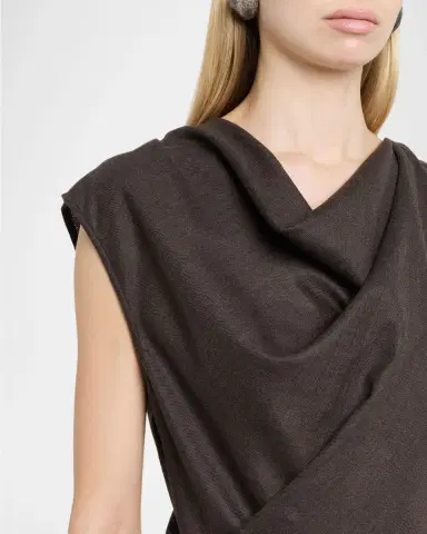 Brunello Cucinelli Fluid Wool Twill Cowl-Neck Midi Dress | Thumbnail 5 Brunello Cucinelli Fluid Wool Twill Cowl-Neck Midi Dress | Thumbnail 5