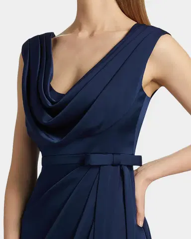 Theia Stephanie Satin Wrap Midi Cocktail Dress | Thumbnail 5 Theia Stephanie Satin Wrap Midi Cocktail Dress | Thumbnail 5