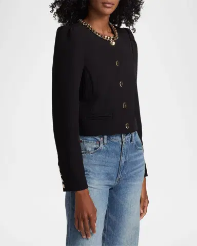 Generation Love Chiara Chain-Embellished Crepe Jacket | Thumbnail 7 Generation Love Chiara Chain-Embellished Crepe Jacket | Thumbnail 7
