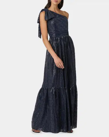 Shoshanna Indigo Sequined One-Shoulder Gown | Thumbnail 2 Shoshanna Indigo Sequined One-Shoulder Gown | Thumbnail 2