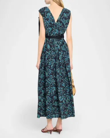 Ulla Johnson Karina Sleeveless Floral Cotton Bow Midi Dress | Thumbnail 3 Ulla Johnson Karina Sleeveless Floral Cotton Bow Midi Dress | Thumbnail 3