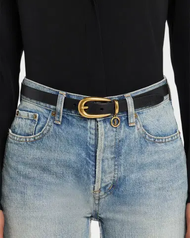 Saint Laurent Cassandre Charm Thin Leather Belt | Thumbnail 3 Saint Laurent Cassandre Charm Thin Leather Belt | Thumbnail 3