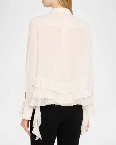 Cinq à Sept Nori Ruffled Button-Front Shirt | Thumbnail 3 Cinq à Sept Nori Ruffled Button-Front Shirt | Thumbnail 3