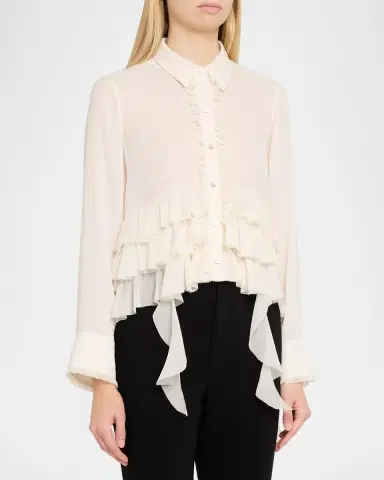 Cinq à Sept Nori Ruffled Button-Front Shirt | Thumbnail 4 Cinq à Sept Nori Ruffled Button-Front Shirt | Thumbnail 4