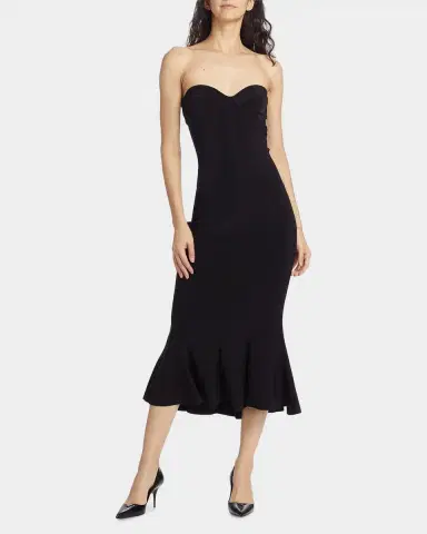 Norma Kamali Strapless Corset Midi Dress | Thumbnail 2 Norma Kamali Strapless Corset Midi Dress | Thumbnail 2