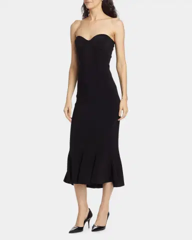 Norma Kamali Strapless Corset Midi Dress | Thumbnail 4 Norma Kamali Strapless Corset Midi Dress | Thumbnail 4