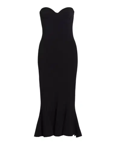 Norma Kamali Strapless Corset Midi Dress | Thumbnail 1 Norma Kamali Strapless Corset Midi Dress | Thumbnail 1