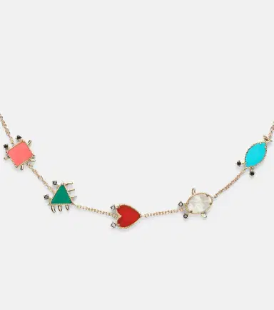 Yvonne Leon Yvonne Léon Petits Personnages 9kt gold necklace with diamonds and gemstones | Thumbnail 2 Yvonne Leon Yvonne Léon Petits Personnages 9kt gold necklace with diamonds and gemstones | Thumbnail 2