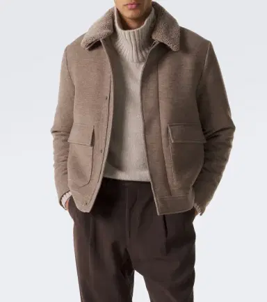 Canali Shearling-trimmed wool and cashmere jacket | Thumbnail 3 Canali Shearling-trimmed wool and cashmere jacket | Thumbnail 3