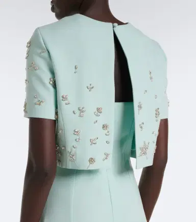 Oscar de la Renta Crystal-embellished wool-blend gown | Thumbnail 3 Oscar de la Renta Crystal-embellished wool-blend gown | Thumbnail 3