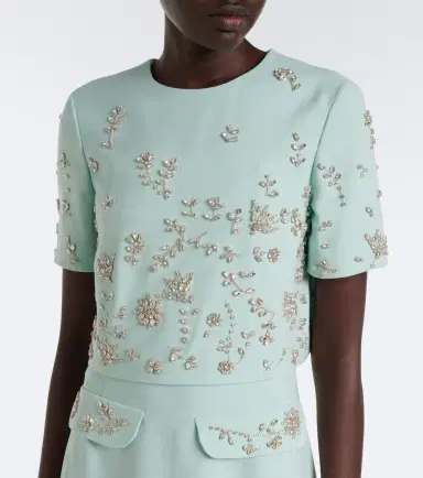 Oscar de la Renta Crystal-embellished wool-blend gown | Thumbnail 4 Oscar de la Renta Crystal-embellished wool-blend gown | Thumbnail 4