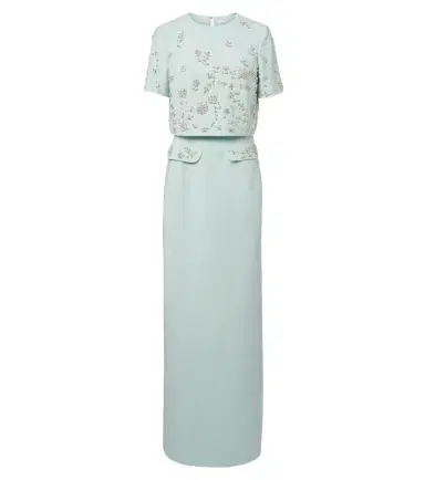 Oscar de la Renta Crystal-embellished wool-blend gown | Thumbnail 1 Oscar de la Renta Crystal-embellished wool-blend gown | Thumbnail 1