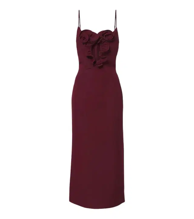 Floral-appliqué cotton and silk midi dress Floral-appliqué cotton and silk midi dress