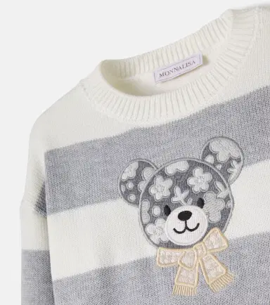 Monnalisa Patch-appliqué striped sweater | Thumbnail 3 Monnalisa Patch-appliqué striped sweater | Thumbnail 3