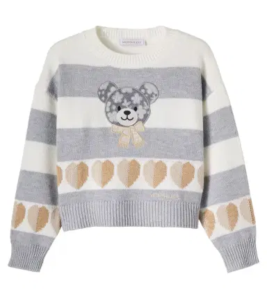 Monnalisa Patch-appliqué striped sweater | Thumbnail 1 Monnalisa Patch-appliqué striped sweater | Thumbnail 1
