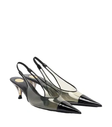 Saint Laurent Fanny leather-trimmed slingback pumps | Thumbnail 1 Saint Laurent Fanny leather-trimmed slingback pumps | Thumbnail 1