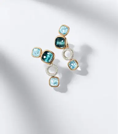 Pomellato Nudo 18kt white and rose gold drop earrings with topaz and diamonds | Thumbnail 3 Pomellato Nudo 18kt white and rose gold drop earrings with topaz and diamonds | Thumbnail 3