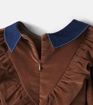 Patachou Denim-trimmed cotton-blend corduroy dress | Thumbnail 3 Patachou Denim-trimmed cotton-blend corduroy dress | Thumbnail 3