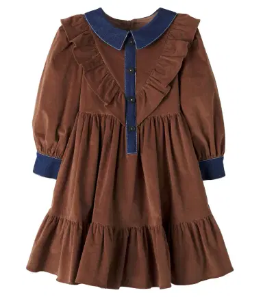 Patachou Denim-trimmed cotton-blend corduroy dress | Thumbnail 1 Patachou Denim-trimmed cotton-blend corduroy dress | Thumbnail 1