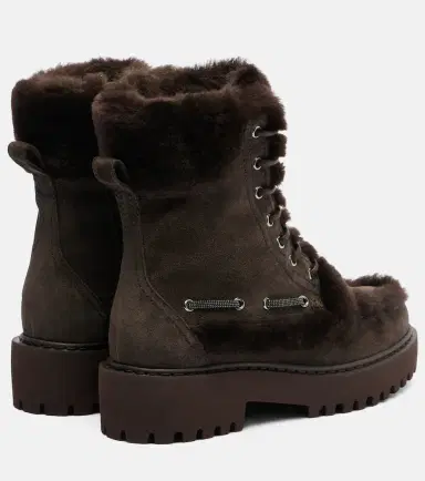 Brunello Cucinelli Monili shearling-trimmed suede lace-up boots | Thumbnail 2 Brunello Cucinelli Monili shearling-trimmed suede lace-up boots | Thumbnail 2