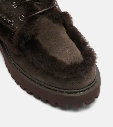 Brunello Cucinelli Monili shearling-trimmed suede lace-up boots | Thumbnail 5 Brunello Cucinelli Monili shearling-trimmed suede lace-up boots | Thumbnail 5